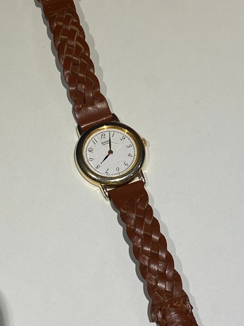dress Ladies' Seiko quartz vintage watch 4N00-0081 woven band preowned